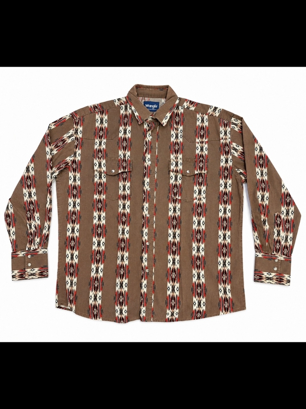 Wrangler Brown Stripe Long-Sleeve Button-Down Shirt
